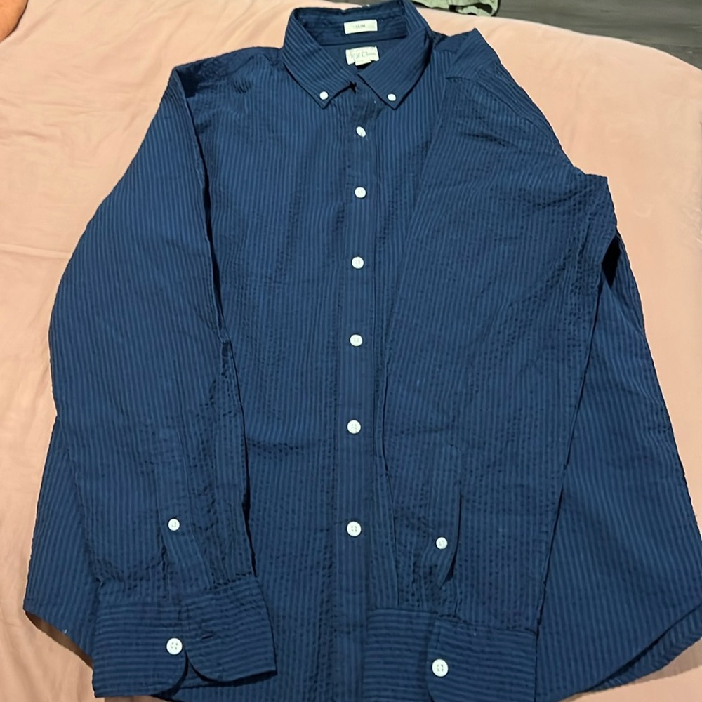 JCrew NWT Men’s Dark Blue Button Down Shirt Size L